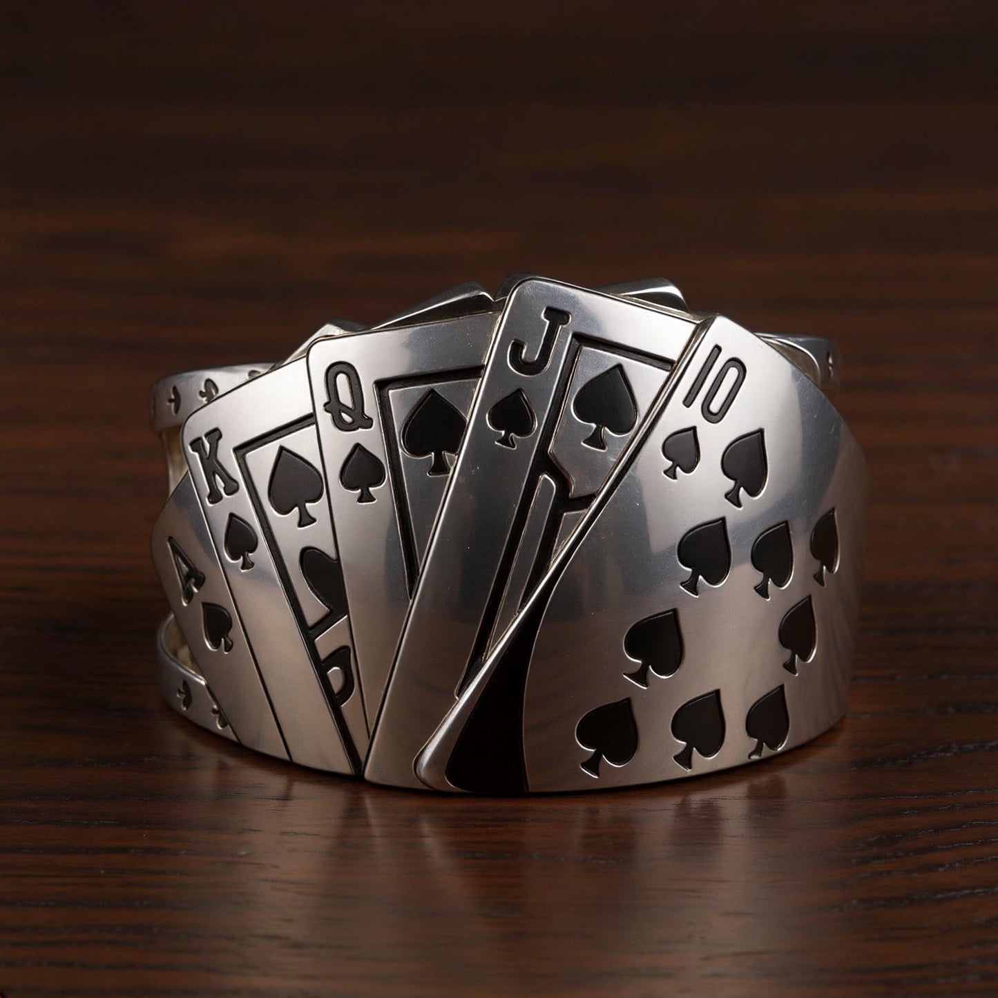 Men's Vintage Poker Ring, Adjustable Stainless Steel Card Suit Jewelry