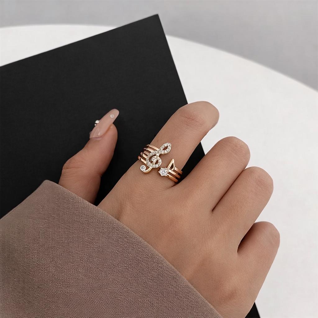 Adjustable Silver Tone Music Note Ring, Minimalist Jewelry, Musical Gift