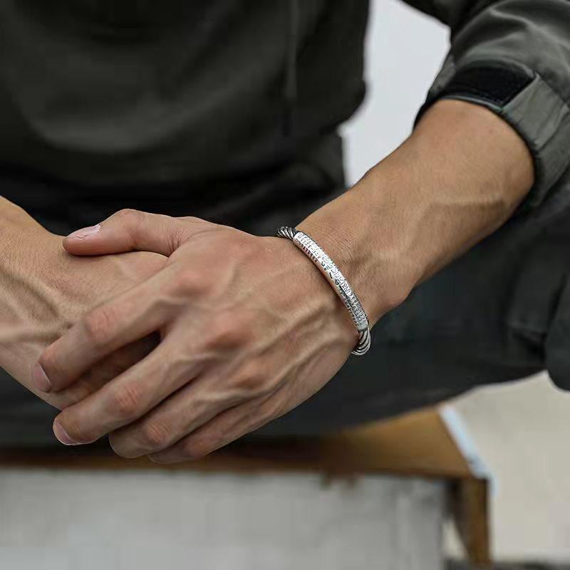 Tibetan Mantra Bracelet for Men | Spiritual Buddhist Protection Jewelry with Heart Sutra