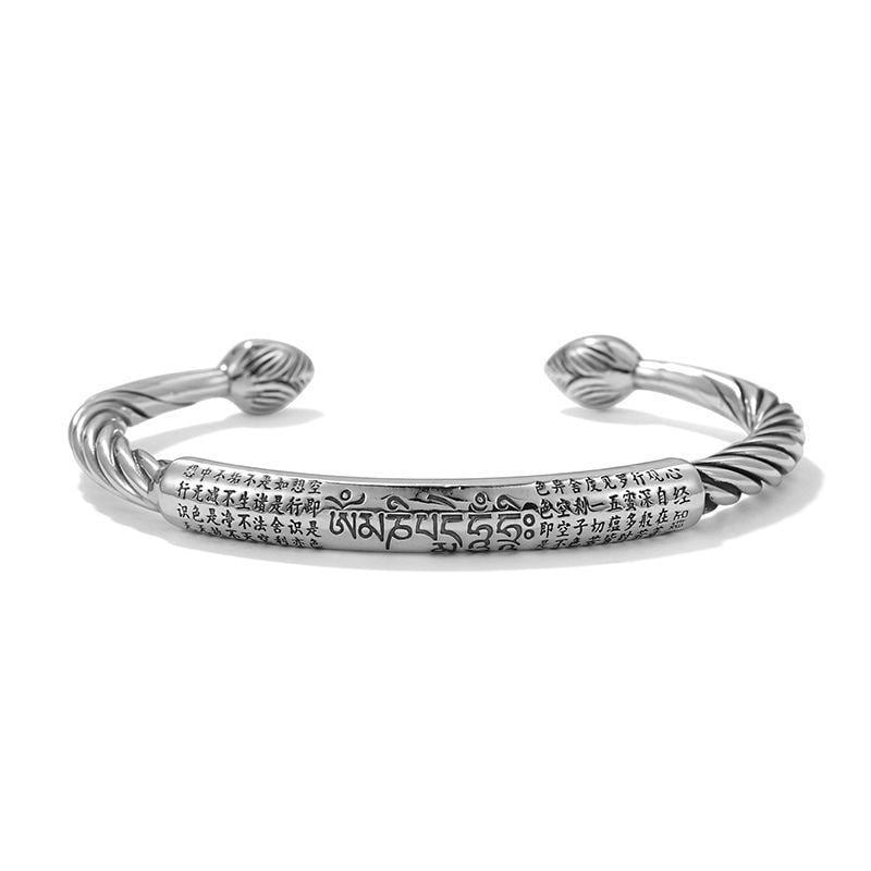 Tibetan Mantra Bracelet for Men | Spiritual Buddhist Protection Jewelry with Heart Sutra