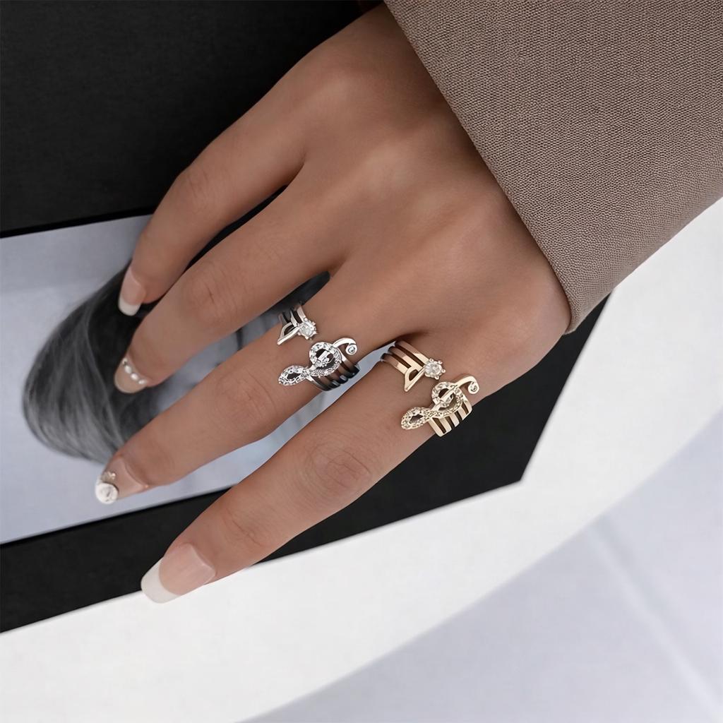 Adjustable Silver Tone Music Note Ring, Minimalist Jewelry, Musical Gift
