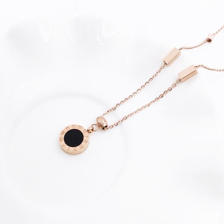 Rose Gold Steel Plated 18K Roman Numeral Necklace